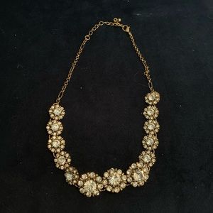 Brass & clear gemstone statement necklace